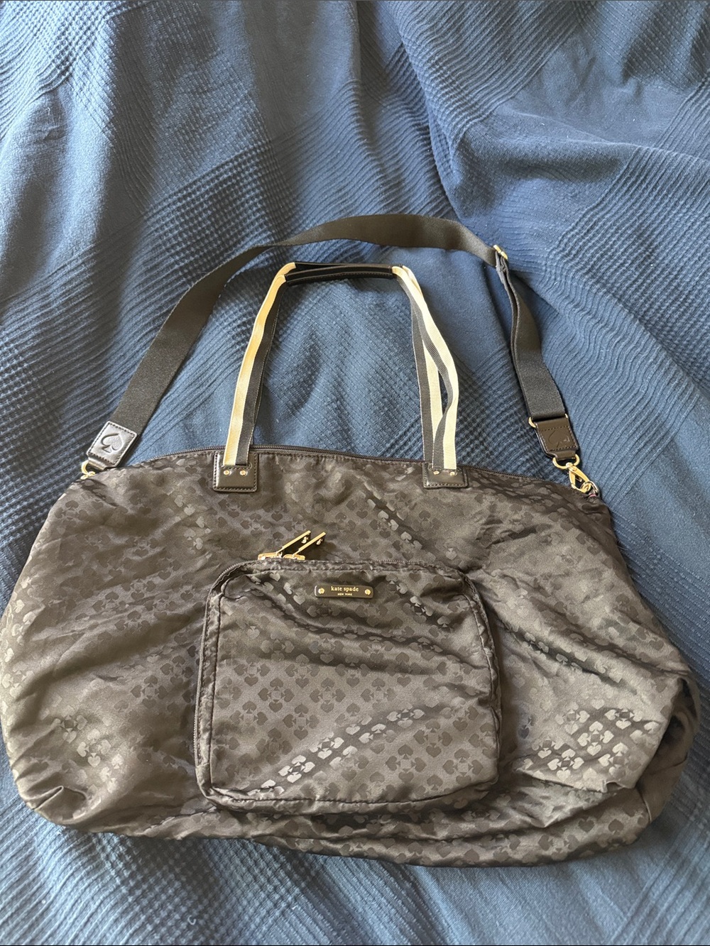 kate spade Black Nylon Tote with Gold Hardware gym bag